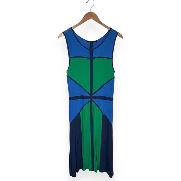 BCBGMAXAZRIA Colette Jersey Dress Mini Colorblock Cocktail Sleeveless Blue Green - Picture 8 of 11